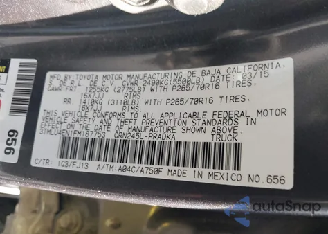 2015 Toyota Tacoma Double Cab/Trd Pro z USA, uszkodzony, nr VIN 3TMLU4EN1FM187753